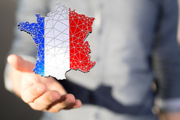 3d Digital France map country  illustration