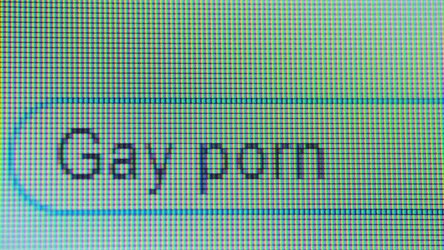 Browser bar with typed Gay porn text on the computer screen. Search Engine Concept. Shot in 4k resolution