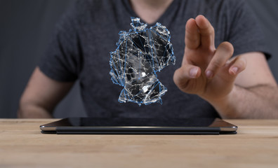 Abstract of germany map network, internet and global connection concept, Wire Frame 3D