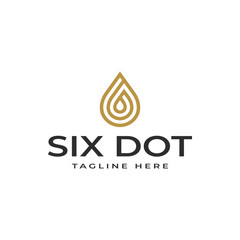 Modern professional logo design template, Number six with drop or water