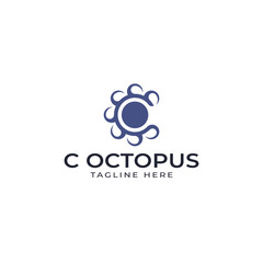 Modern professional logo design template, Letter C with octopus vector or tentacles