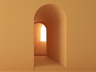 3d rendering of earth tones modern abstract corridor