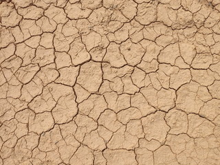 texture of dried cracked soil during hot season