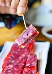 Closeup of Chinese Steamed Red Bean Cakes