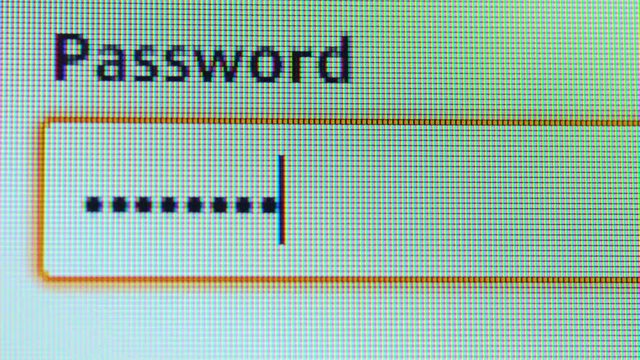 Computer screen with password typed on the login web page. Shot in 4k resolution