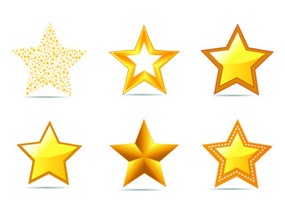 Set of 6 Star icons - Vector 