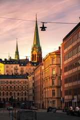 Naklejka premium Sunset over Stockholm