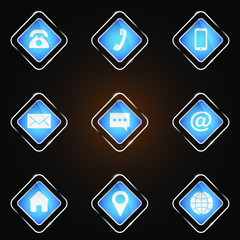 Glossy square Icons - Contact Icons in Vector Adobe Illustrator EPS 8.