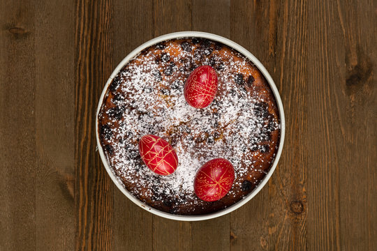 Holy Week Easter Eggs and Pasca, a Romanian Traditional Cake for Easter