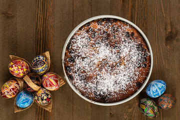 Holy Week Easter Eggs and Pasca, a Romanian Traditional Cake for Easter