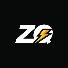 Initial Letter ZQ with Lightning