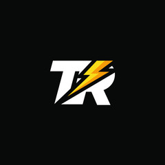 Initial Letter TR with Lightning