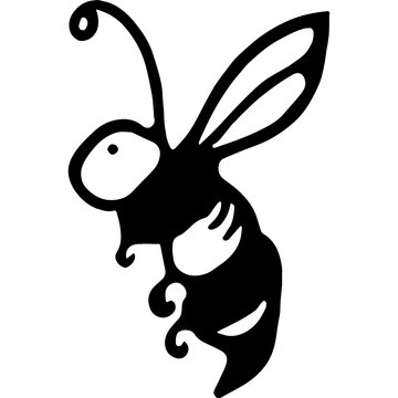 Illustration of black bee vector cute 