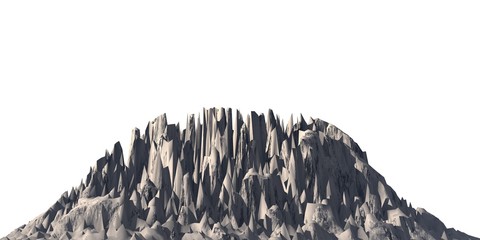 Snowy mountains Isolate on white background 3d illustration
