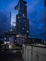 Dramatic photo of skyscraper located in downtown san diego