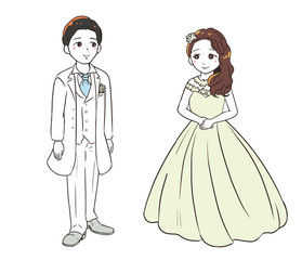 Fototapeta premium 見つめ合って照れる新郎新婦
