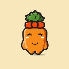 Cute Carrot Vector Illustration. Good for Sticker, Doodle, Small Ornament, etc. 