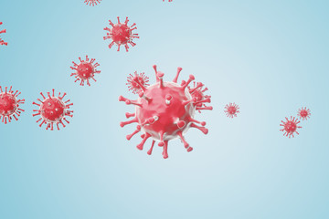 Microscopic close-up of the covid-19 disease. Virus analysis on microscope level. 3d rendering - illustration.