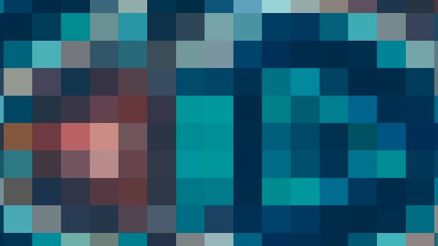 Blue gradient  mosaic animated pixelated  background in motion moving slowly