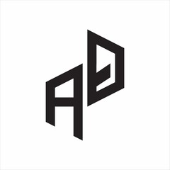 AQ Initial Letters logo monogram with up to down style