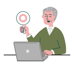 男性　シニア　主夫　パソコン　マル