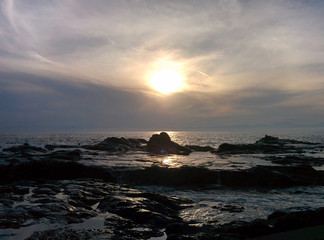 Fototapeta premium sunset over the sea in enoshima Japan 