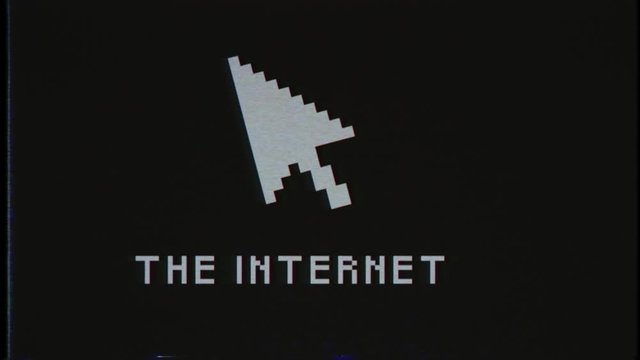 Vintage VHS glitch THE INTERNET with a curser title from 80s 90s Retro Television vintage concept.