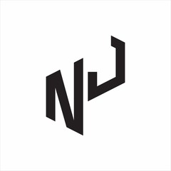 NJ Initial Letters logo monogram with up to down style