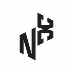 Fototapeta premium NX Initial Letters logo monogram with up to down style