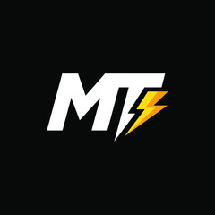 Initial Letter MT with Lightning