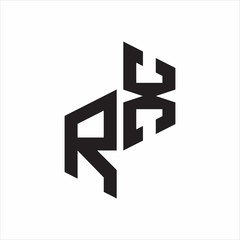 RX Initial Letters logo monogram with up to down style