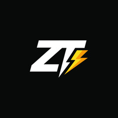 Initial Letter ZT with Lightning