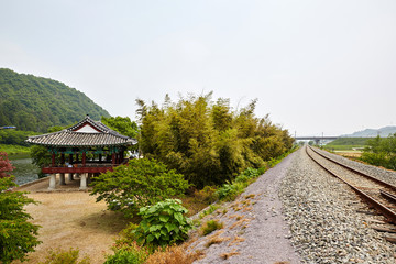 Fototapeta na wymiar Yeongbyeokjjeong in Hwasun-gun, South Korea. Korean traditional building. 
