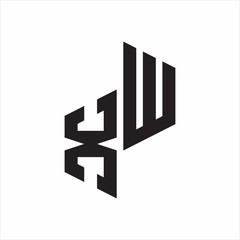 XW Initial Letters logo monogram with up to down style