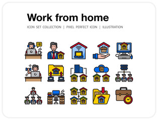 Work from home icons set, Set of icons for web and mobile