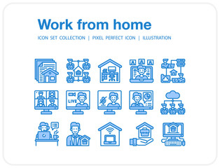 Work from home icons set, Set of icons for web and mobile