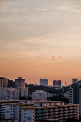 Fototapeta na wymiar rosy sunset in city
