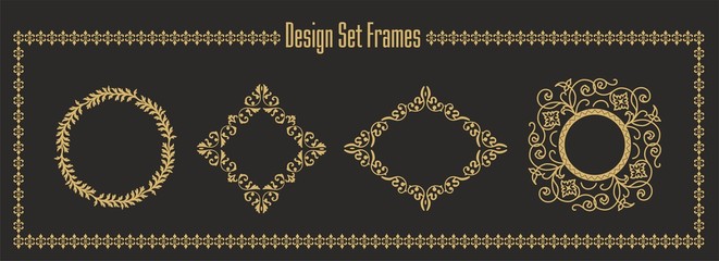 Golden and elegant frames collection. Vector illustration.
