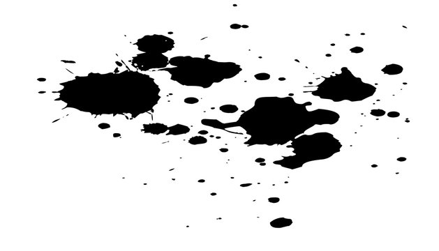 Black ink splashes. Royalty high-quality free best stock photo image of black blots and ink splashes isolated on white background. Grunge splatter, paint splashes, liquid stains, abstract ink drops