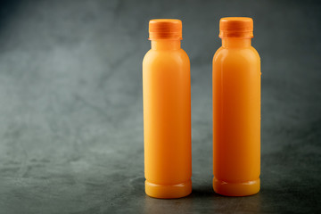 Fresh of orange juice in a plastic bottle