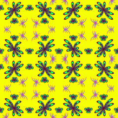 Abstract seamless colorful pattern exotic shapes backgrounds