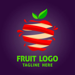 Abstract apple logo template. Flat vector design for organic shop, healthy food store and cafe.