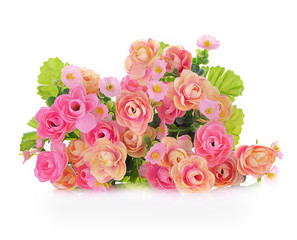 Artificial rose flower isolated on a white background.