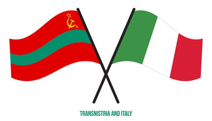 Transnistria and Italy Flags Crossed And Waving Flat Style. Official Proportion. Correct Colors