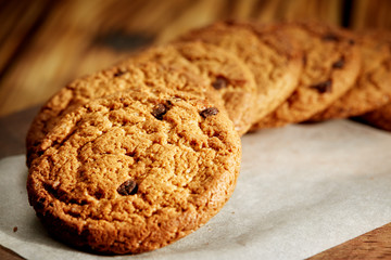 Oat cookies on wooden table
