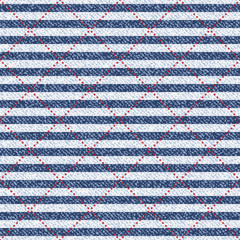 Grid striped denim texture Vector background. Checkered Jeans fabric seamless pattern
