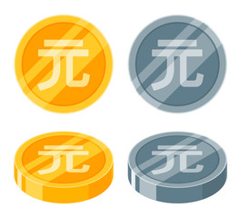 New Taiwan Dollar Golden and Silver or Metallic Dime Cent Coin Icon Vector Logo Illustration Design. Taiwan Currency, Payment and Finance Element. Can be Used for Web, Mobile, Infographic, and Print.