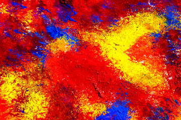 red, yellow, blue paint stains, abstract