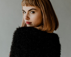 Model with a blunt bob haircut
