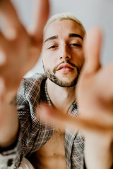 Edgy blond male model